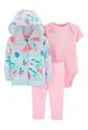 Carter's Set 3 piese Pantaloni, body si hanorac Floral foto