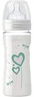 Бутылочка стеклянная Chicco Decorated Glass с силиконовой соской, 240 мл