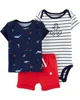 Carter's Set 3 piese Ancora - body, tricou si pantaloni scurti foto