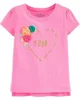 Oshkosh Tricou roz cu inimioara si flori aplicate