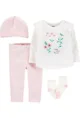 Carter's Set 4 piese bebelus - pantaloni, bluza, caciulita si sosete foto