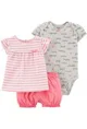 Carter's Set 3 piese Dungi - Tricou, body & pantaloni scurti foto