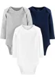 Carter's Set 3 piese body Culori Uni cu maneca lunga 100% Bumbac Organic foto