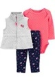 Carter's Set 3 piese bebe Flori - vesta, pantaloni si body foto