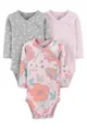 Carter's Set 3 piese Flori - body cu capse laterale foto