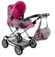 Carucior LEANTOYS pentru papusi cu gentuta si accesorii Alice culoare sur-roz cu buline foto