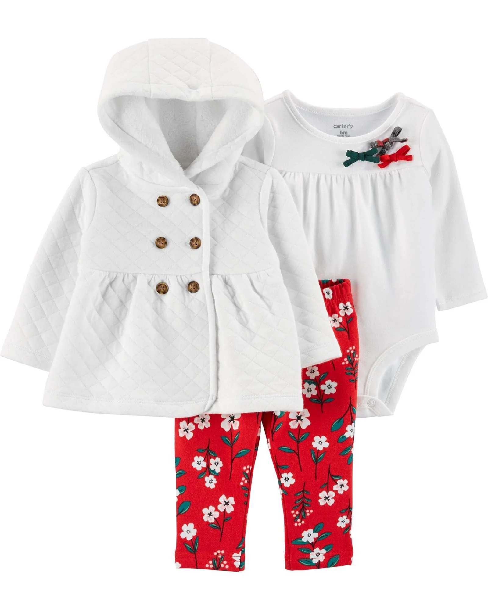 Carter's Set 3 piese Cardigan matlasat, pantaloni si body foto