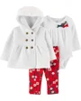 Carter's Set 3 piese Cardigan matlasat, pantaloni si body foto