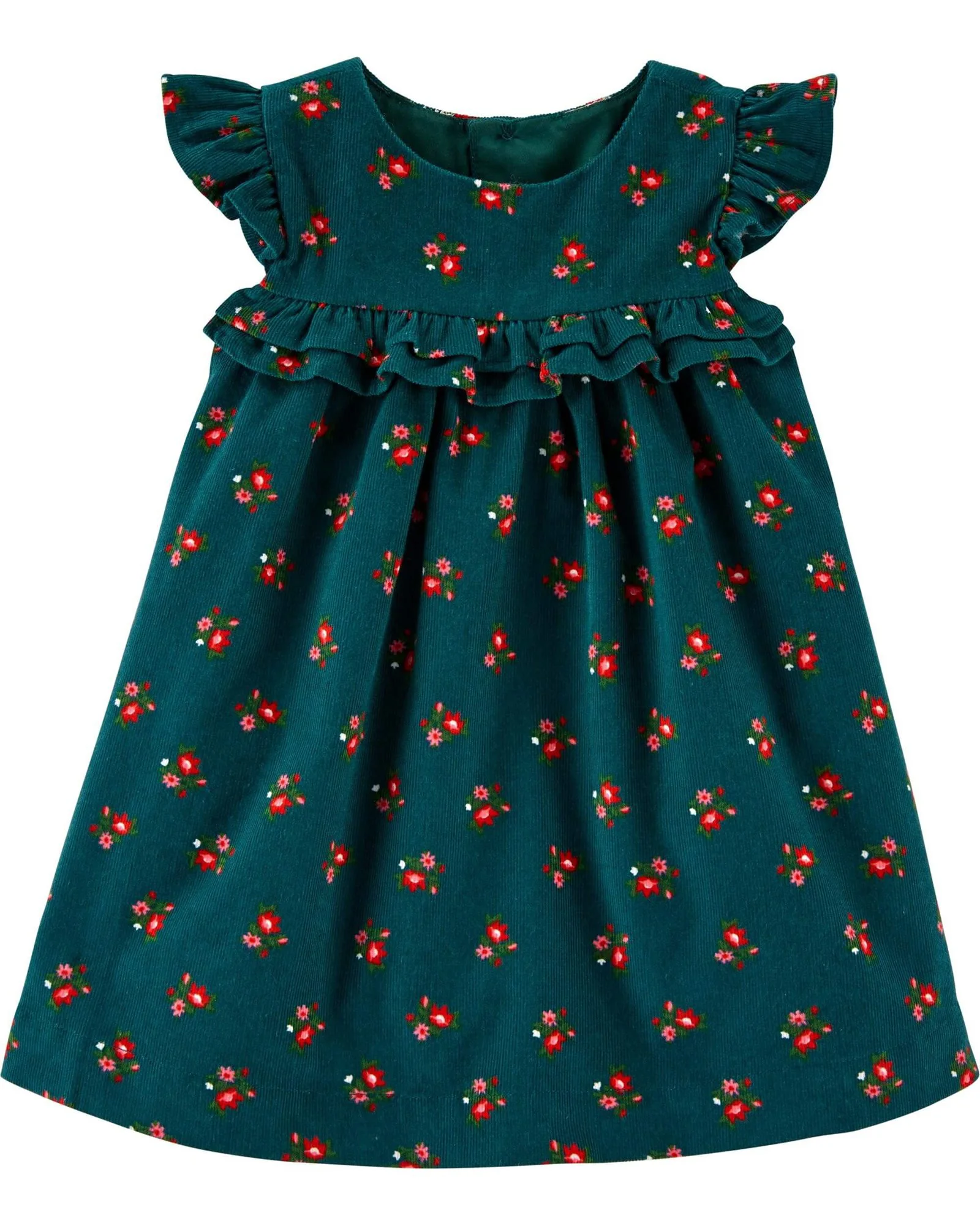 Carter's Rochie de catifea cu volanase si flori foto