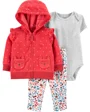 Carter's Set 3 piese Hanorac rosu, pantaloni si body foto