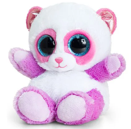 Jucarie moale Animotsu Panda roz cu violet, 15 cm foto