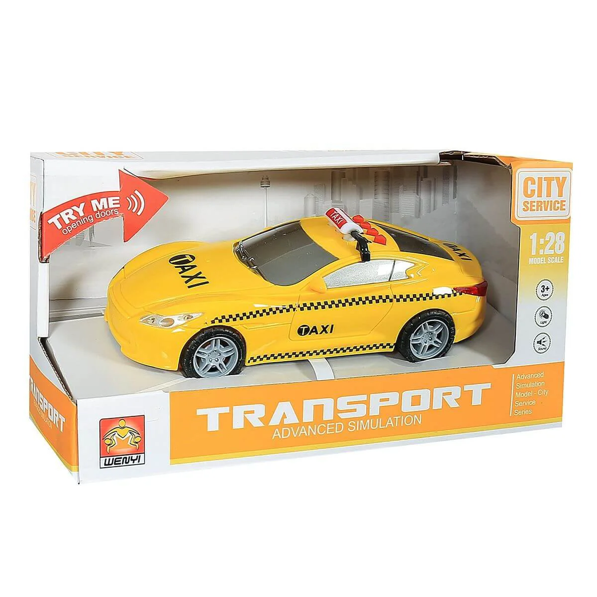 image for Masina cu inertie Wenyi Taxi cu sunet si lumina (1:28) foto