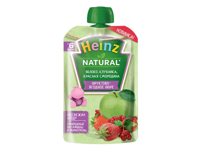 image for Piure Heinz din mere, capsuni si coacaza rosie (6+ luni), 90 g foto
