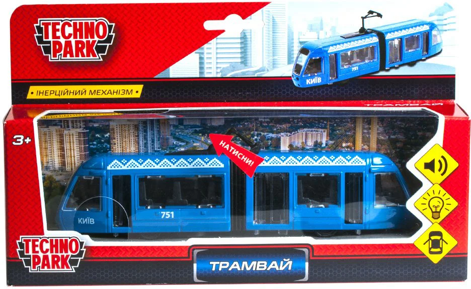 Masina cu inertie Technopark Tramvai Urban Kiev (sunete, lumini) foto