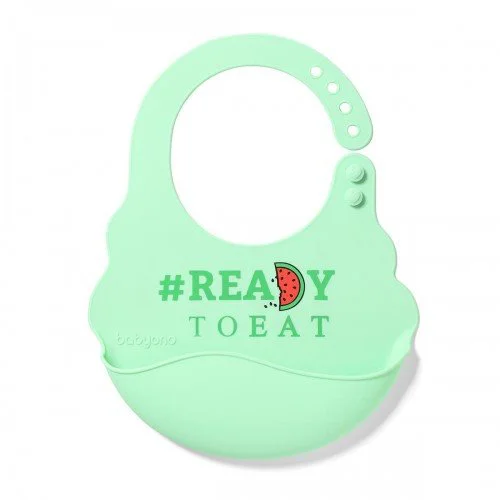 Baveta din silicon cu nasturi reglabili BabyOno, #Ready to Eat foto