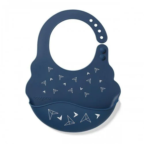 Baveta din silicon cu nasturi reglabili BabyOno, Navy Blue foto