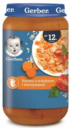 Piure Gerber Junior Risotto cu carne de curcan si legume (12+ luni), 250 g