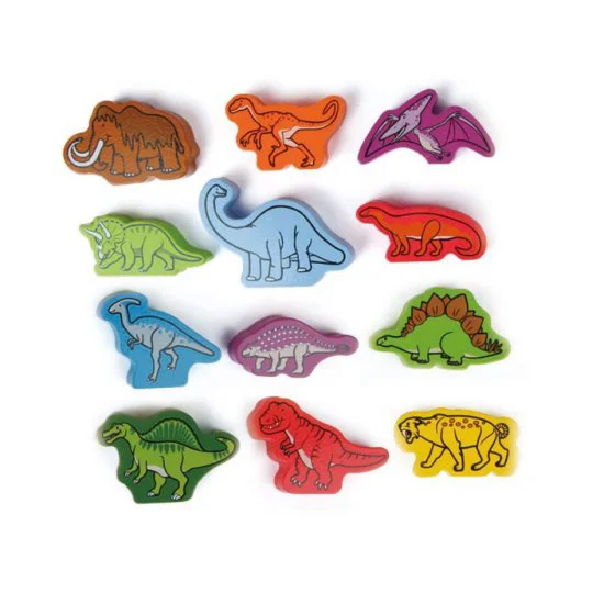 Jucarie Hape Figurine de dinozauri din lemn cu siret foto