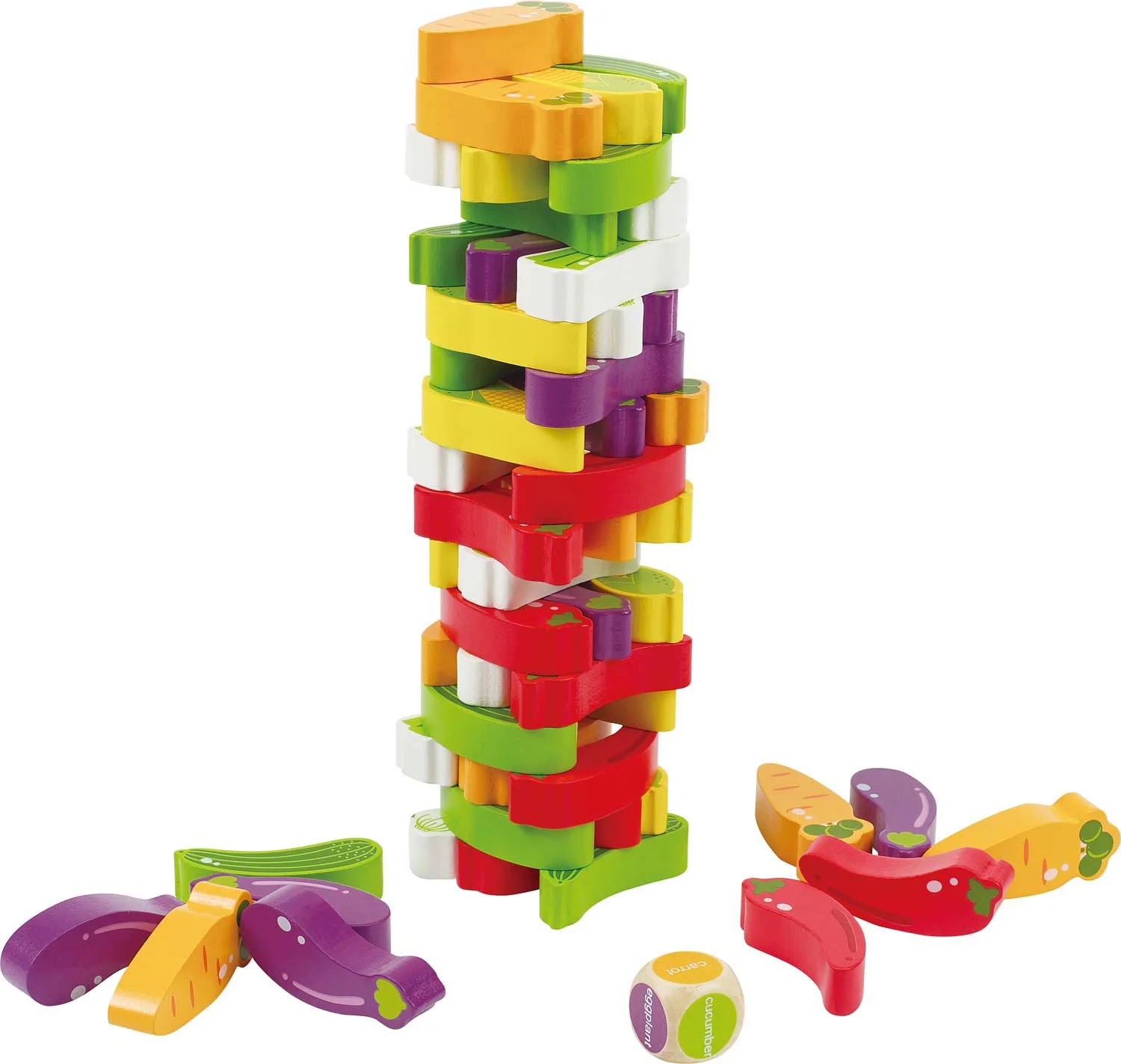 Joc din lemn Hape Jenga, cu legume foto