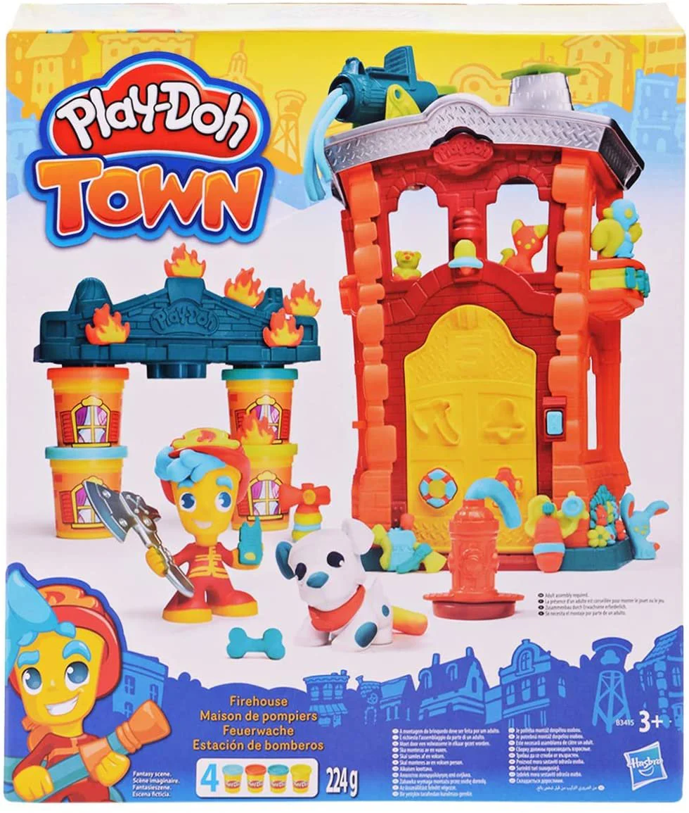 Set plastilina Statia de pompieri Hasbro Play-Doh Town, 4 cutii si accesorii foto