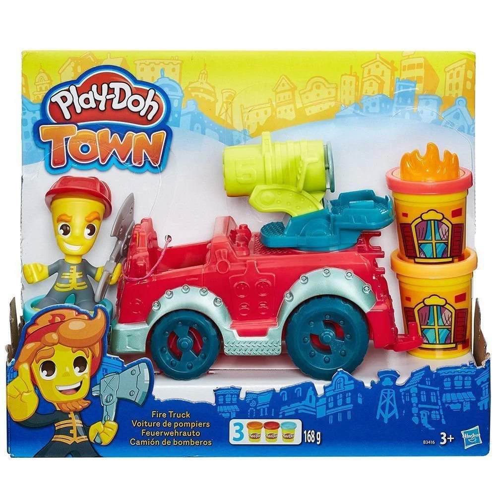 Set plastilina Masina de pompieri Hasbro Play-Doh Town, 3 cutii si accesorii foto