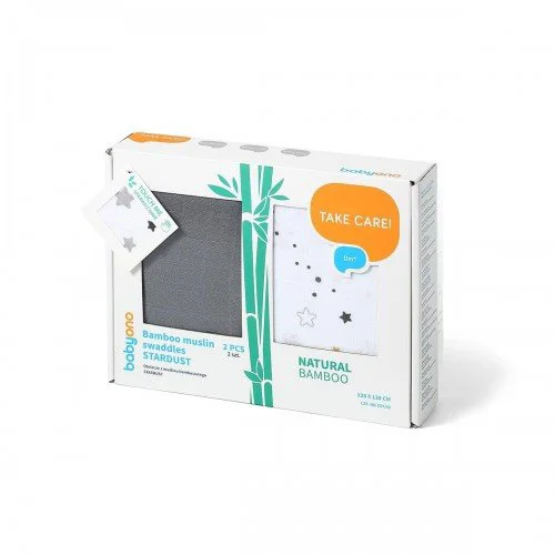 Pelinci din muselina cu fibre de bambus BabyOno Stardust, 120x120 cm, 2 buc.