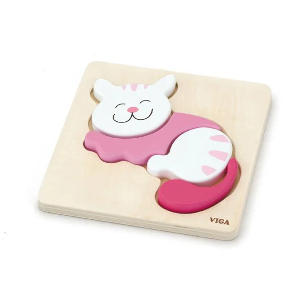 Деревянный пазл Viga Toys Shape Block Puzzle - Cat