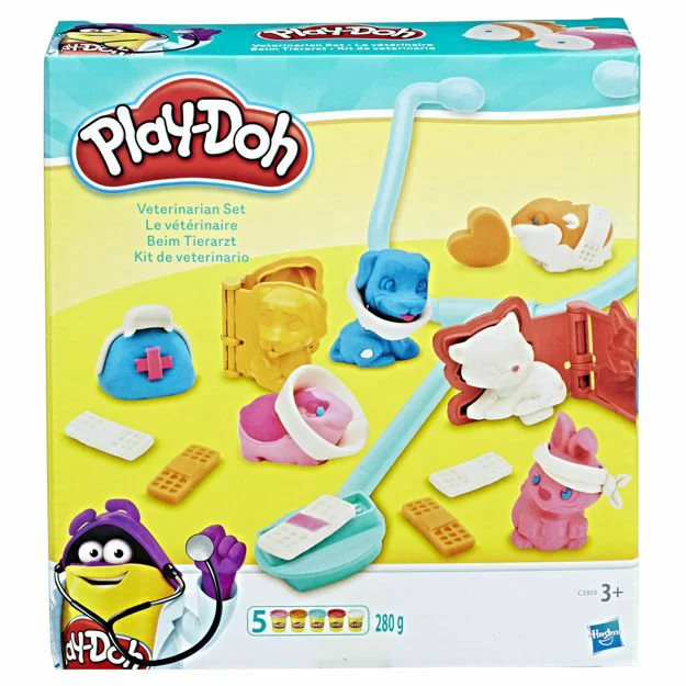 Set plastilina Micul Veterinar Hasbro Play-Doh, 5 cutii si accesorii foto