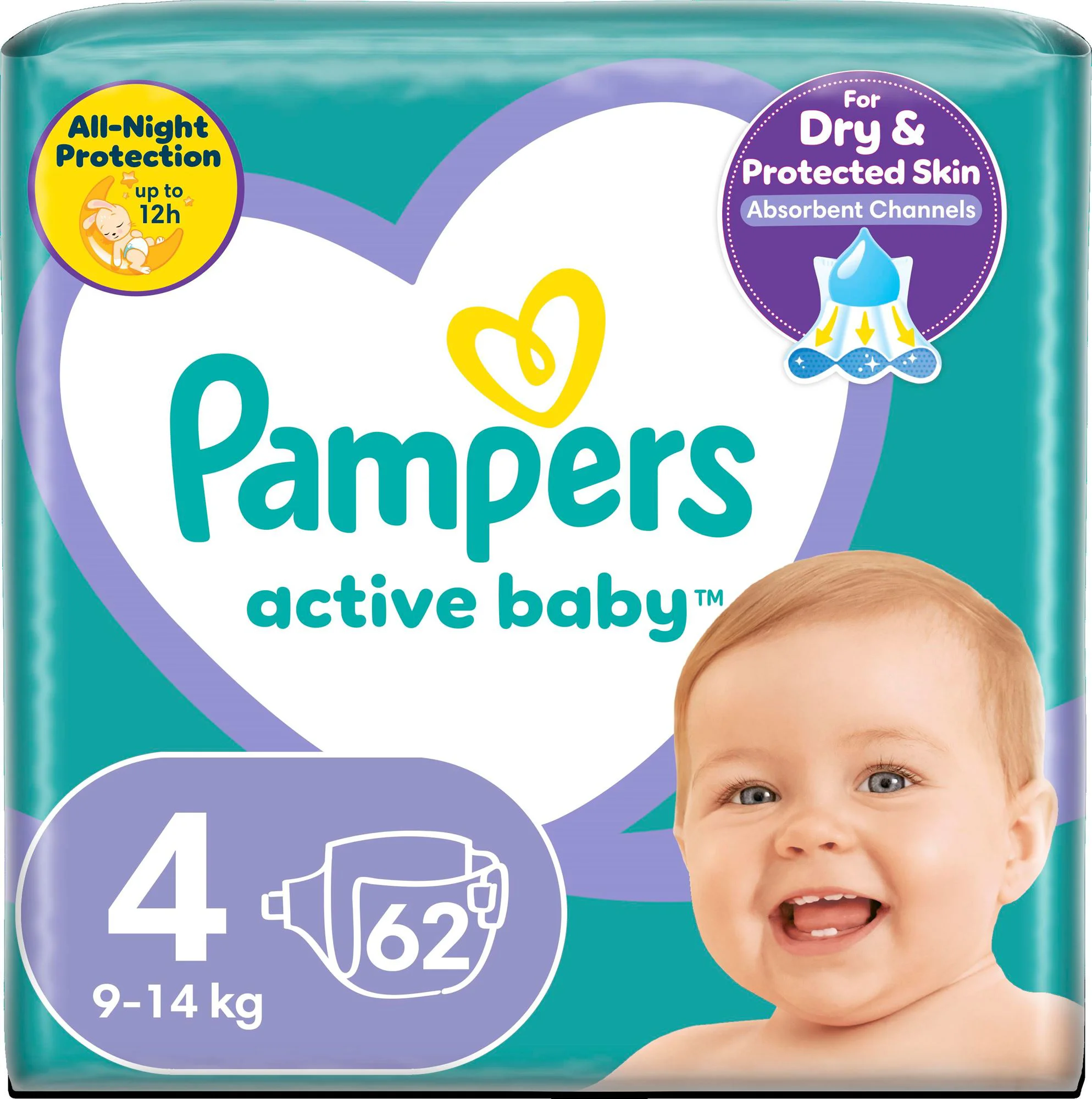 image for Подгузники Pampers Active Baby 4 Maxi (9-14 кг), 62 шт. foto