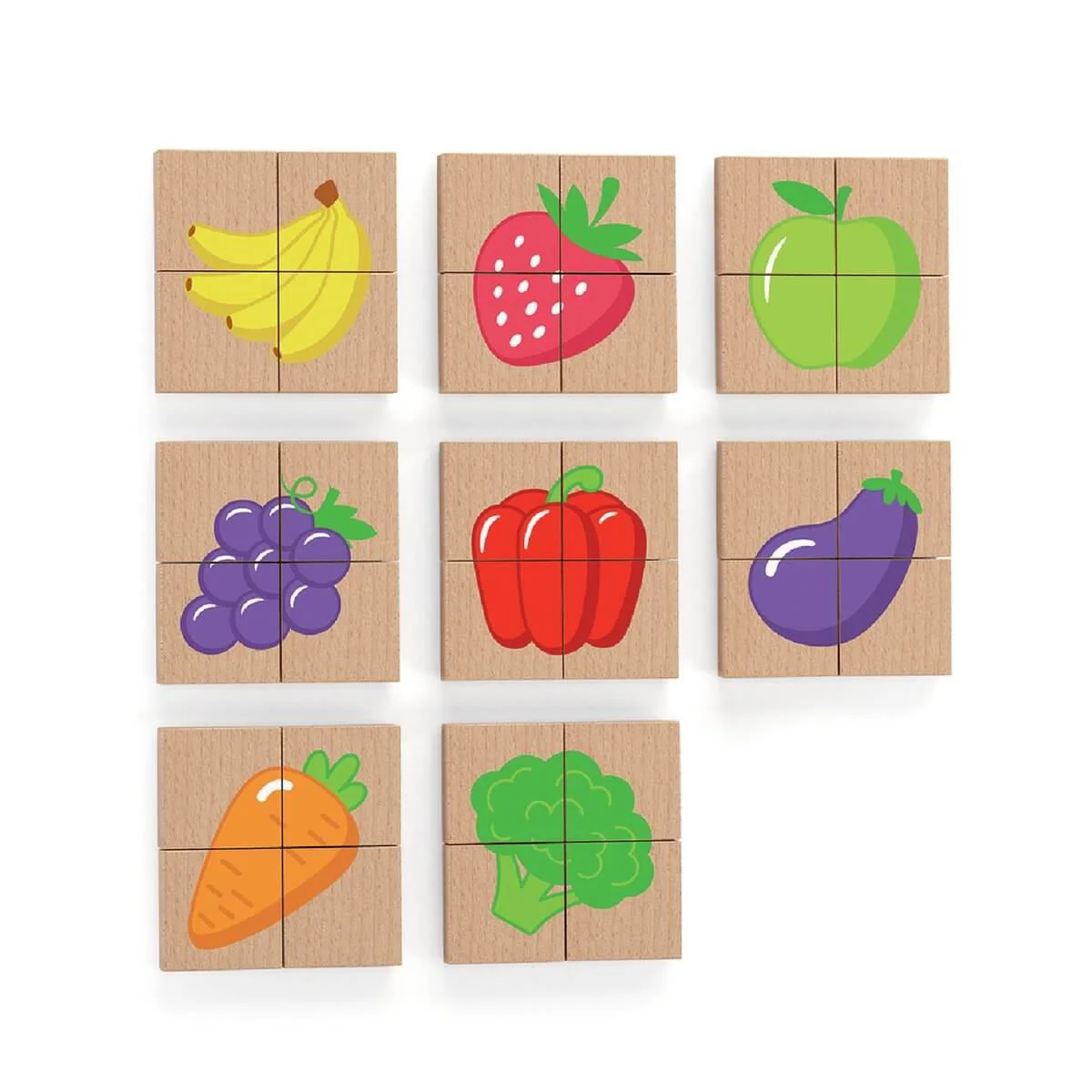 Magneti din lemn Viga Toys Puzzle Fruits, 32 buc. foto