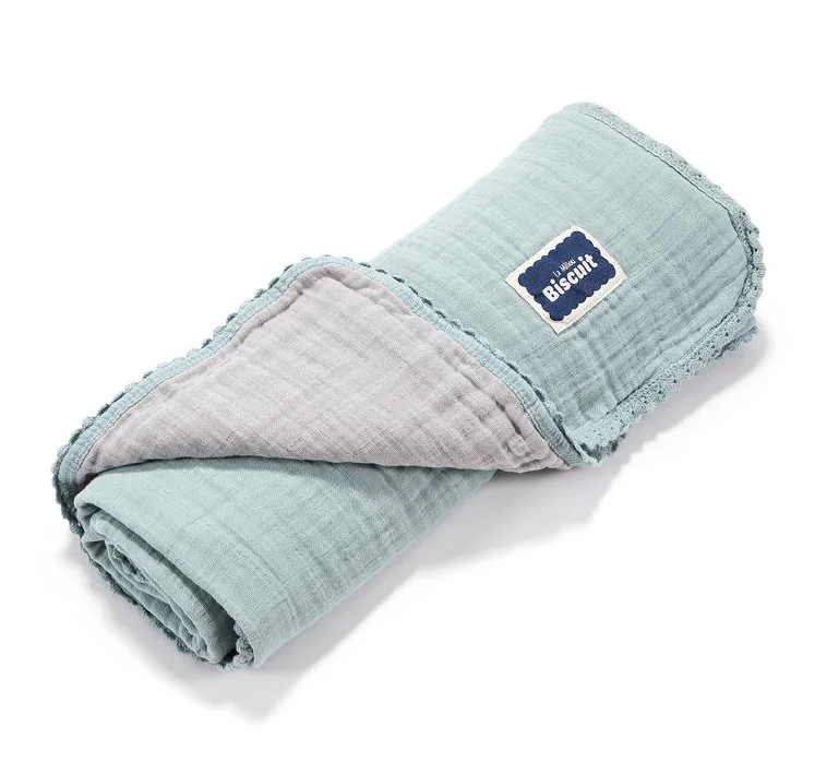 Plapuma din bumbac La Millou Biscuit Collection - Mint & Stone, 100x100 cm foto