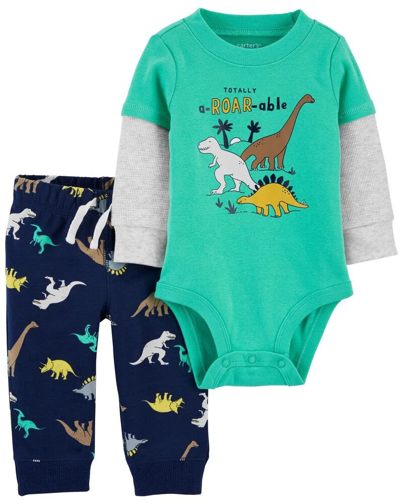 Carter's Set 2 piese bebe Pantaloni si body Dinozauri foto
