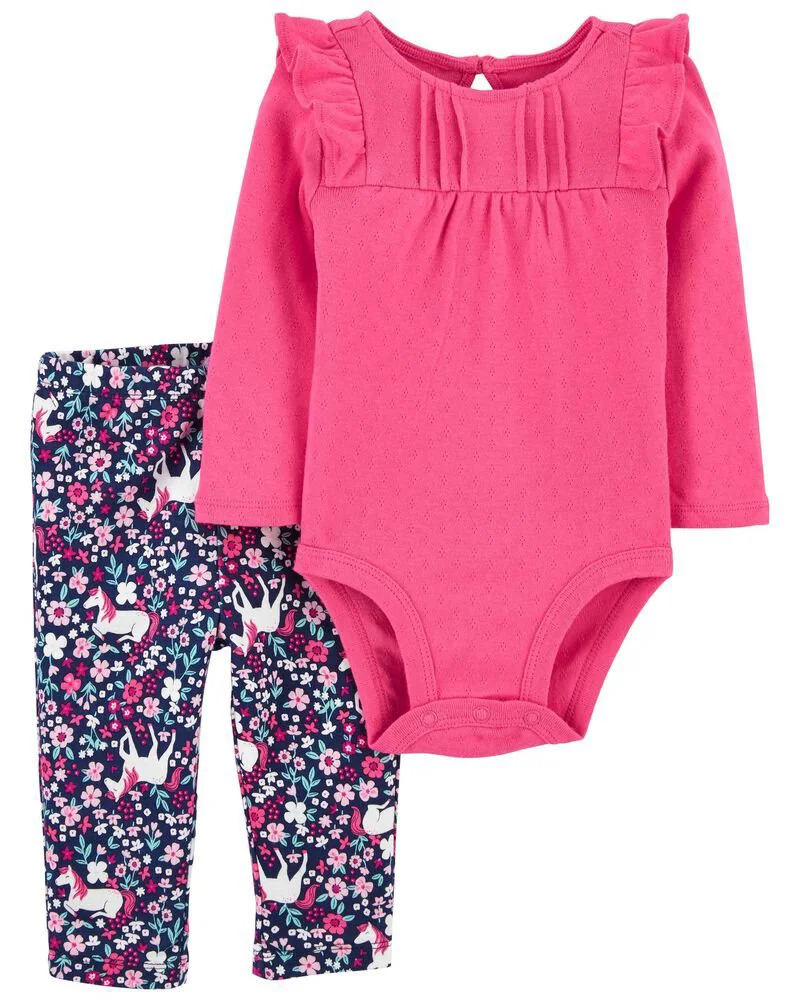 Carter's Set 2 piese Pantaloni si body Unicorn foto