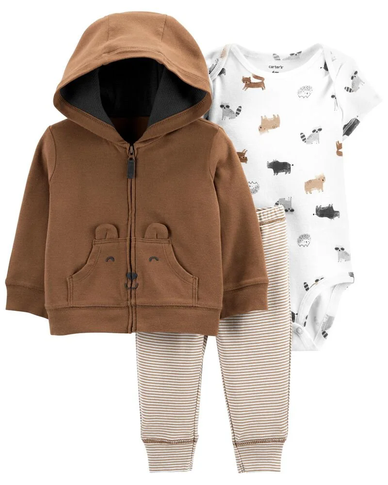Carter's Set 3 piese bebe hanorac, pantaloni si body Urs foto