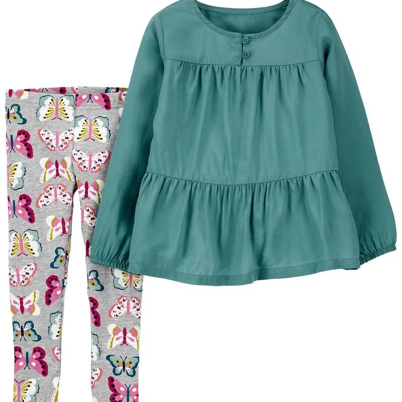 Carter's Set 2 piese bebe Bluzita si pantaloni cu Fluturasi foto