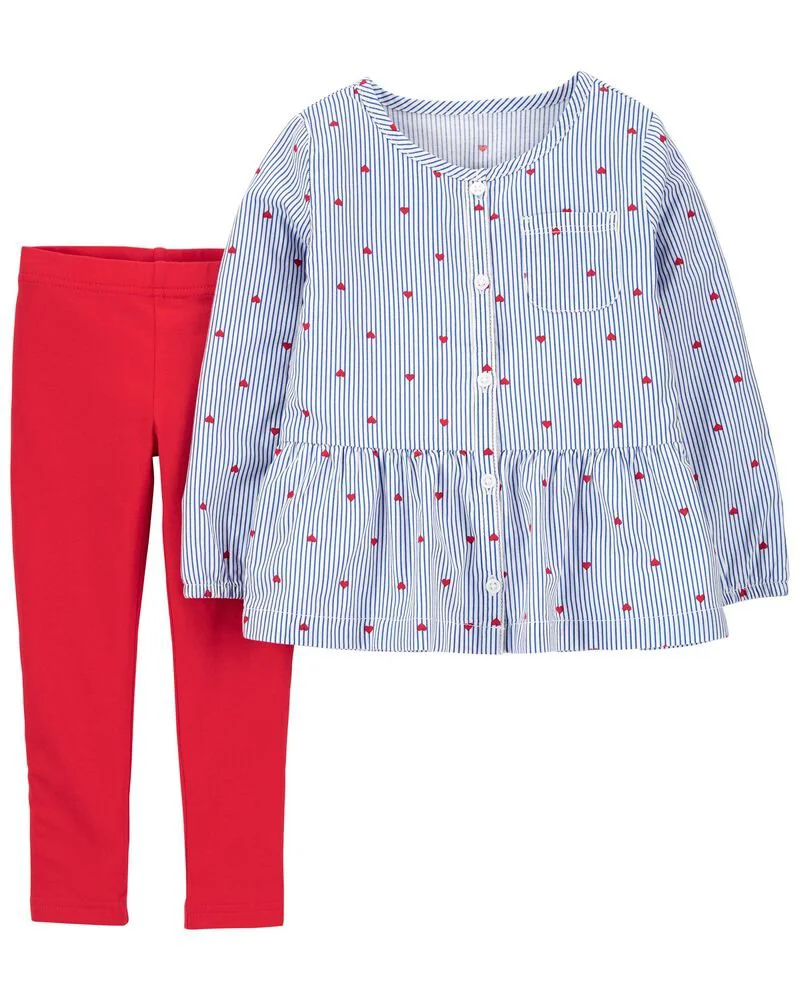 Carter's Set 2 piese bebe Bluzita si pantaloni Inimioare foto