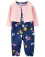 Carter's Set 2 piese Salopeta cu cardigan Flori foto