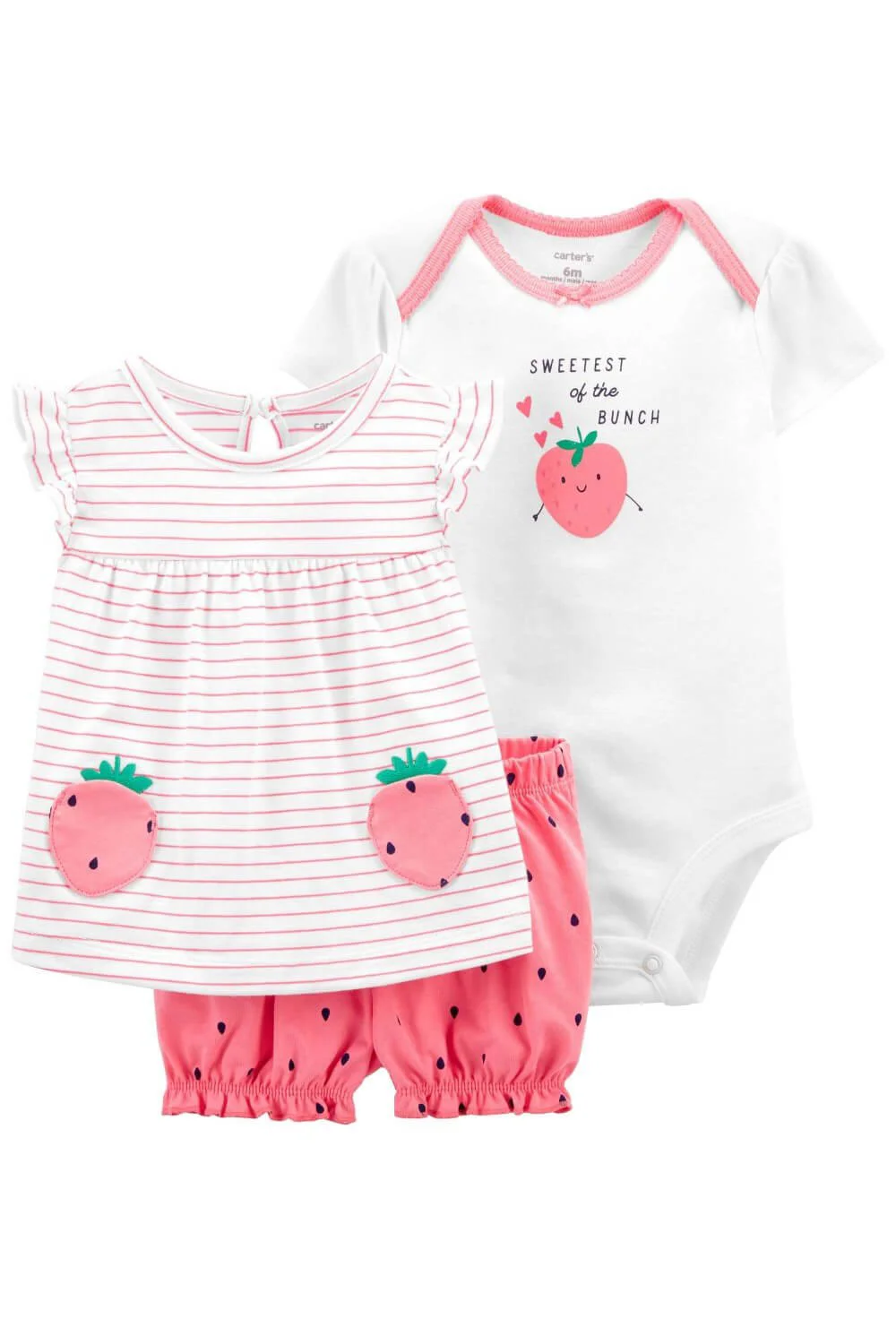 Carter's Set 3 piese Tricou, body si pantaloni scurti Capsuni foto