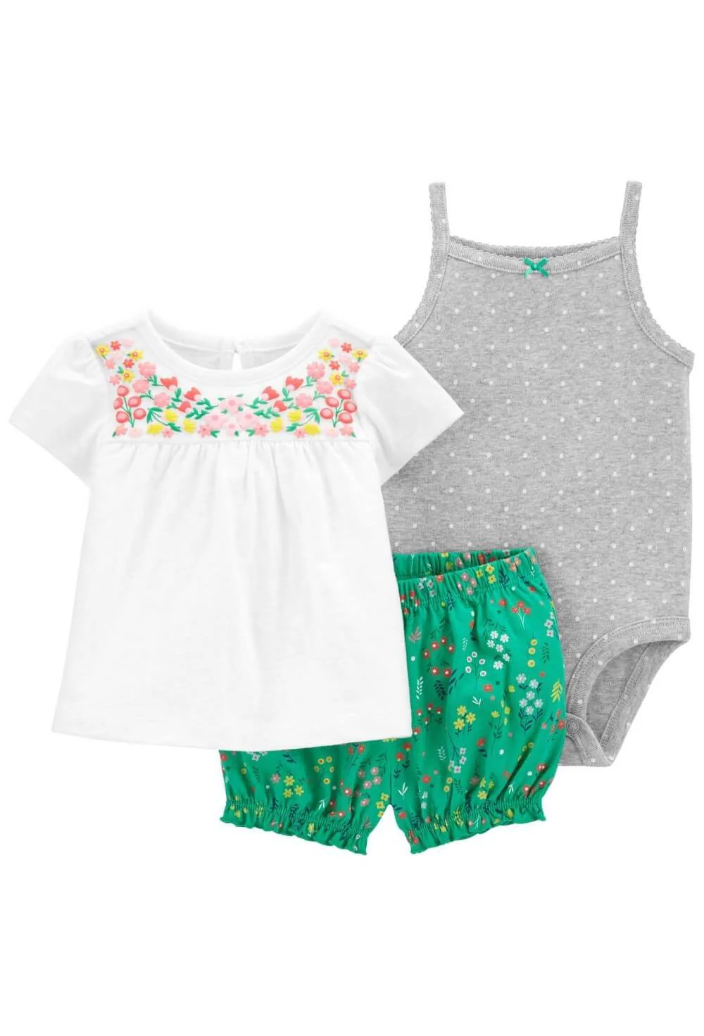 Carter's Set 3 piese Tricou, body si pantaloni scurti Flori foto