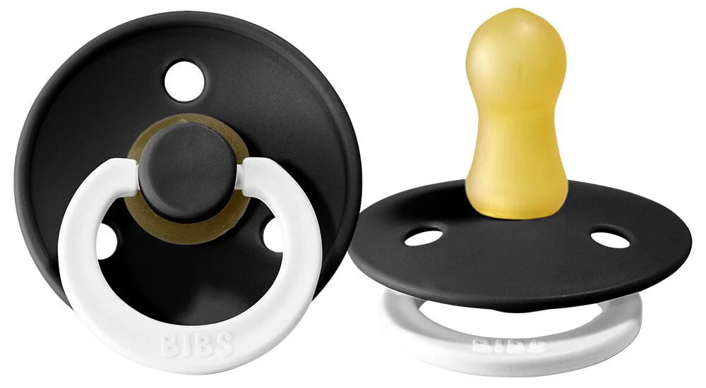 Suzeta rotunda BIBS Black Night din latex (6-18 luni) foto