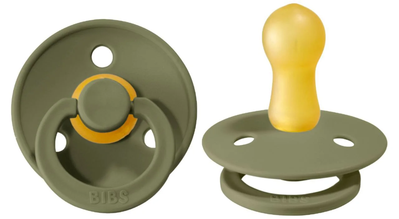 Suzeta rotunda BIBS Olive din latex (6-18 luni) foto