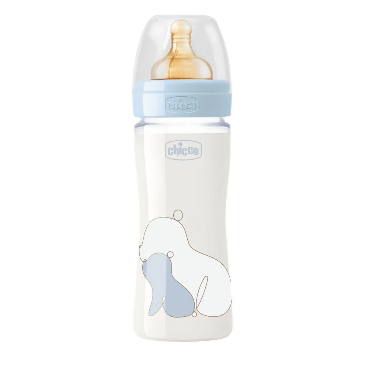 Бутылочка стеклянная Chicco Original Touch Boy с латексной соской (0+ мес.), 240 мл