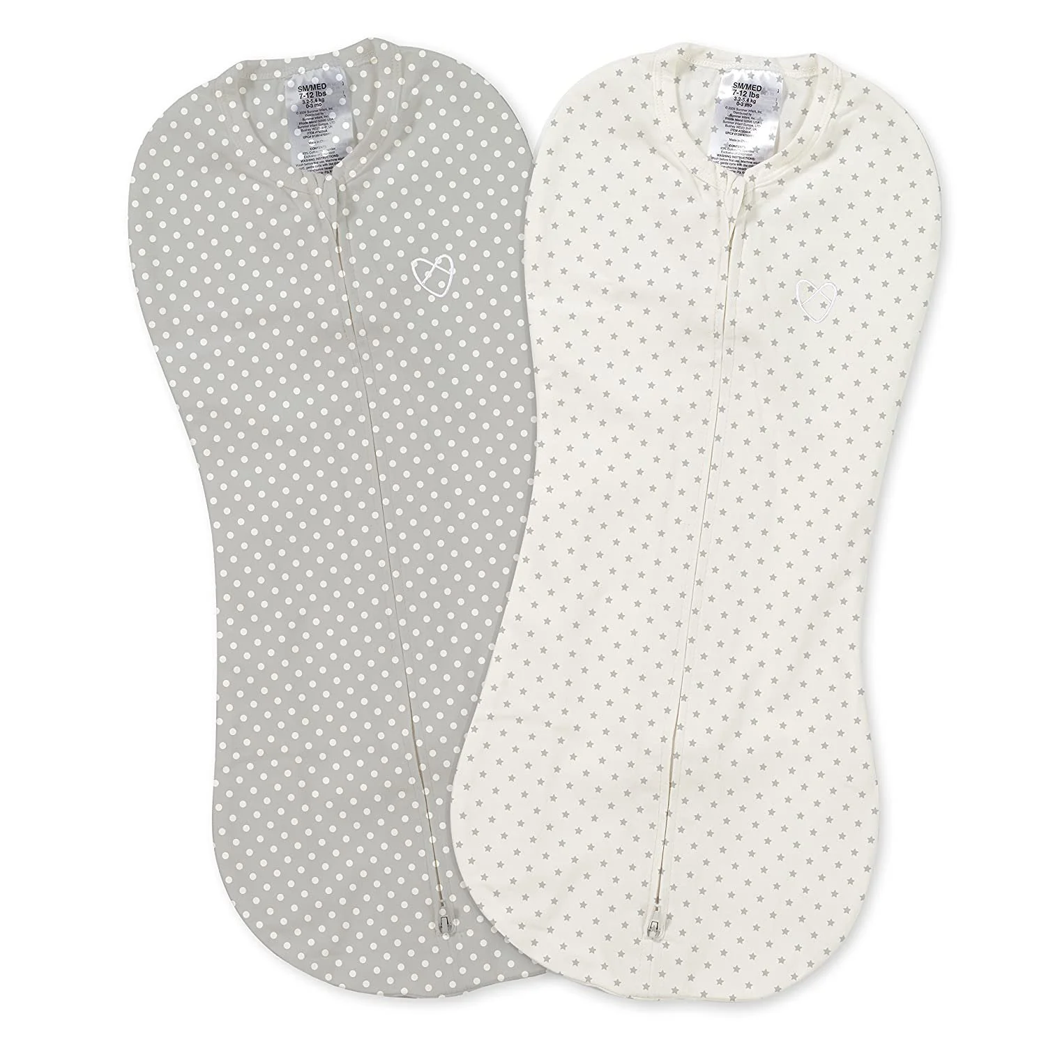 Saci pentru bebelusi Summer Infant SwaddleMe Grey/White Dots (0-2 luni), 2 buc. foto