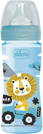 Biberon din plastic Chicco Boy cu tetina din silicon, 250 ml foto