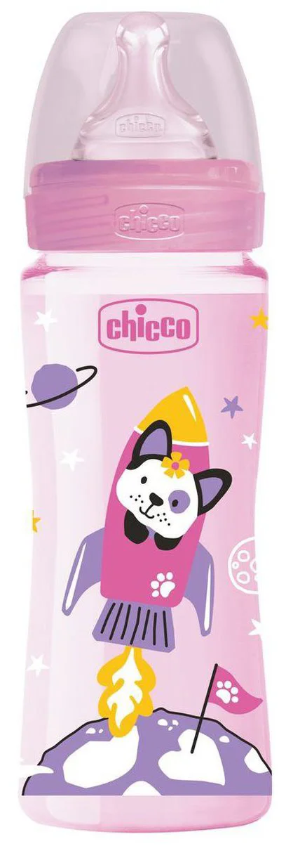 Biberon din plastic Chicco Girl cu tetina din silicon, 330 ml foto
