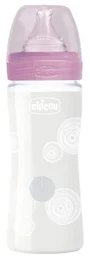 Biberon din sticla Chicco Girl cu tetina din silicon, 240 ml foto