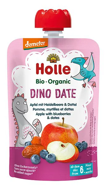 image for Пюре Holle Dino Date Яблоко, черника и финики (6+ мес.), 100 г foto