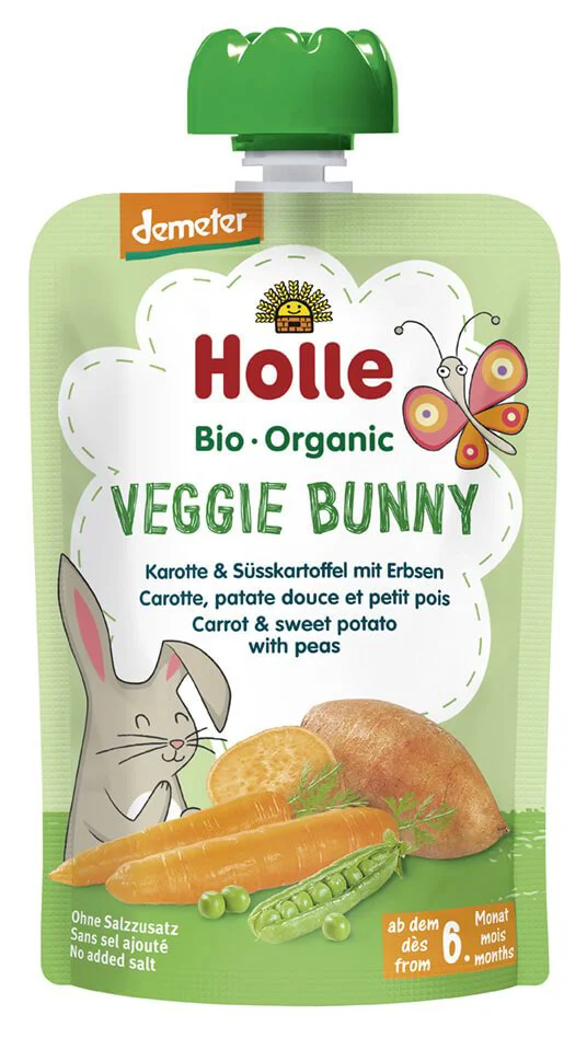 image for Пюре Holle Veggie Bunny Морковь, картофель и горошек (6+ мес.), 100 г foto