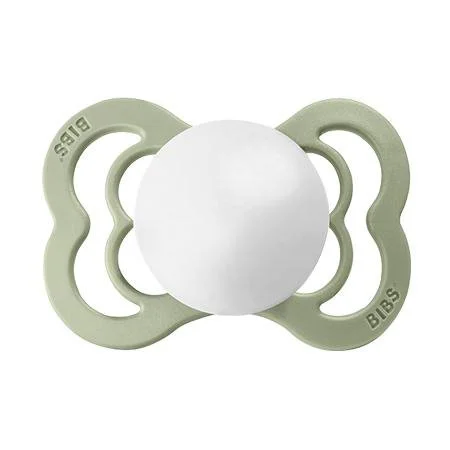 Suzeta ortodontica BIBS Supreme Sage/White din silicon (0-6 luni) foto