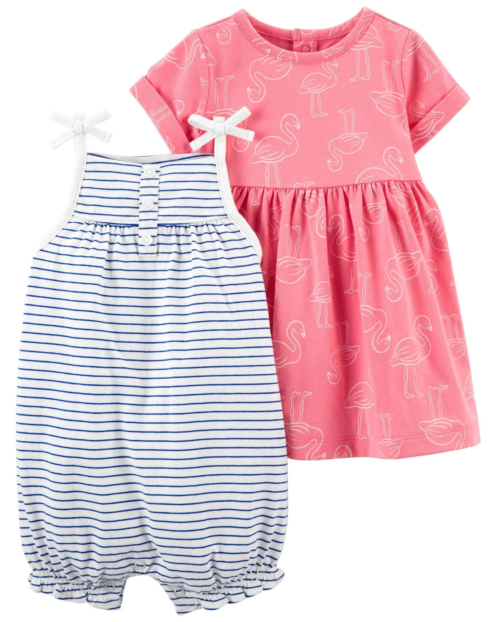 Carter's Set 2 piese Salopeta si rochita Flamingo foto